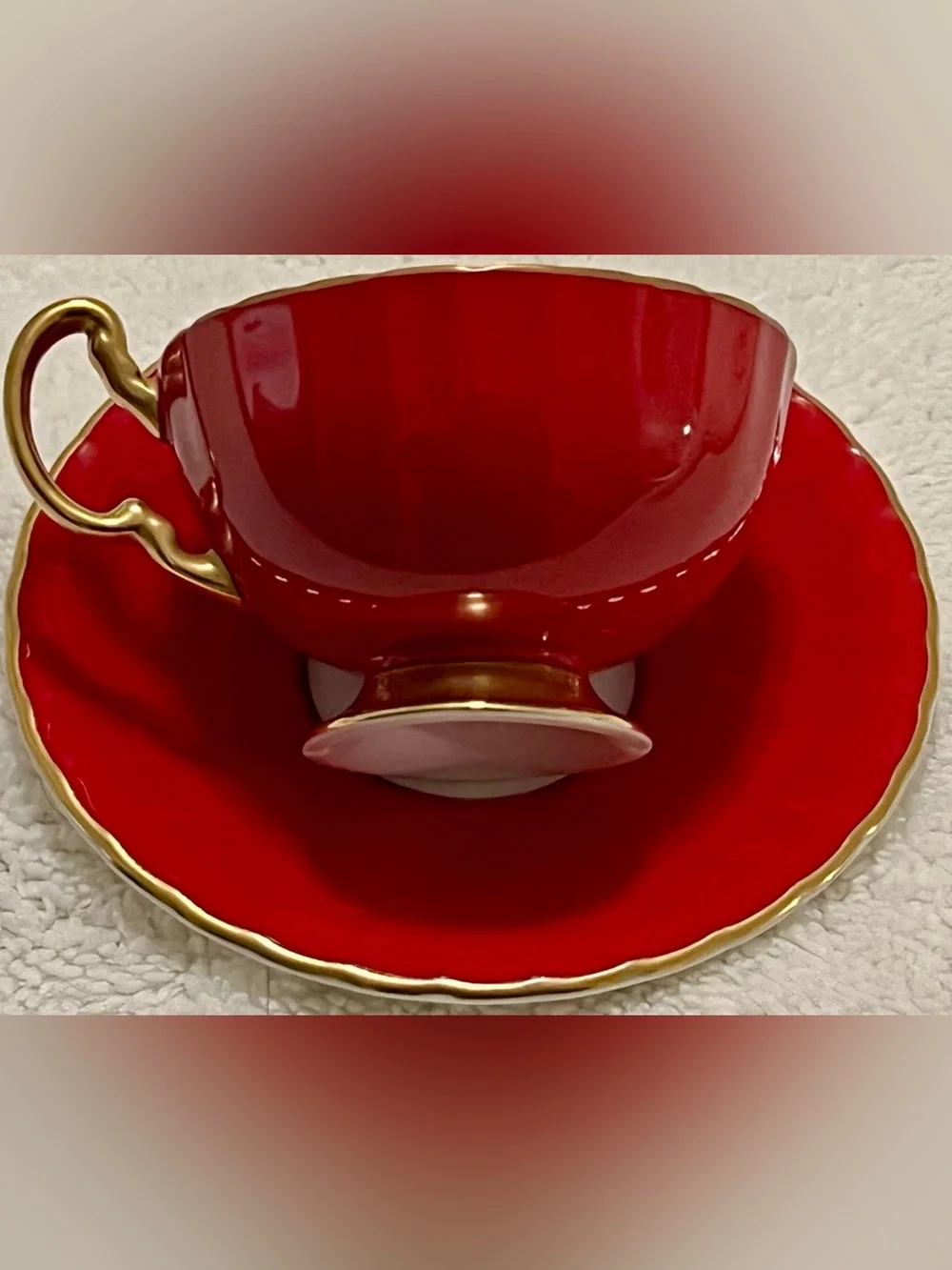 🍑Aynsley Orchard Fruit 1034 Vintage UK Fine Bone China 24K Gold Tea Cup & Saucer
